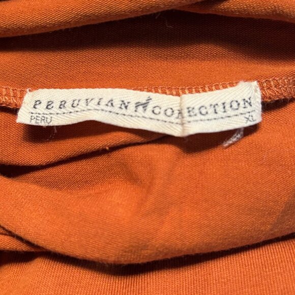 Cinnamon/Pumpkin colored Turtleneck Top by Peruvian Connection - Size XL - Picture 6 of 8